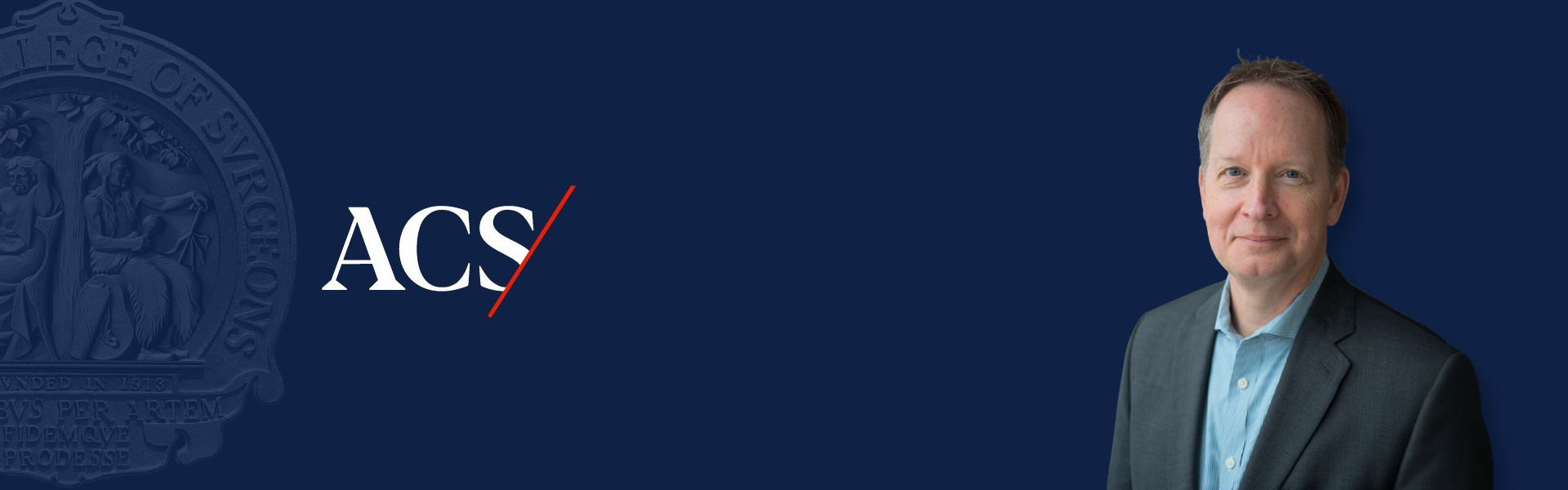 An image of Dr. Christopher Schlachta on the right with the American College of Surgeons seal and logo to the left